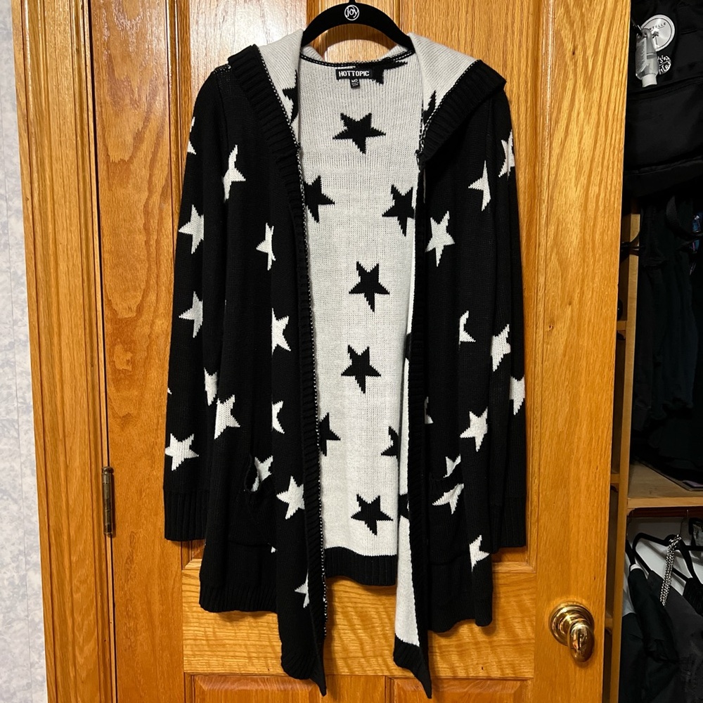 Black & White Star Hooded Cardigan